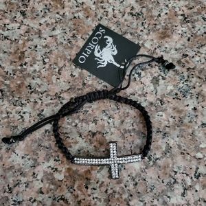 Crystal adjustable cross bracelet